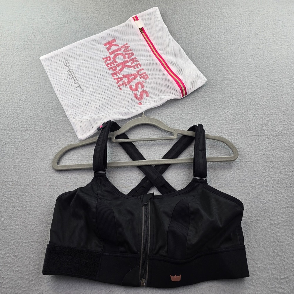 Shefit Luxe Ultimate Sports Bra Womens Black Moisture Wicking Nylon Stretch
